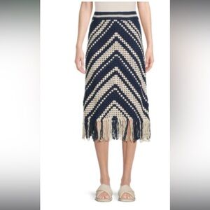 ULTRA PINK Crochet Fringe Midi Skirt Size Small